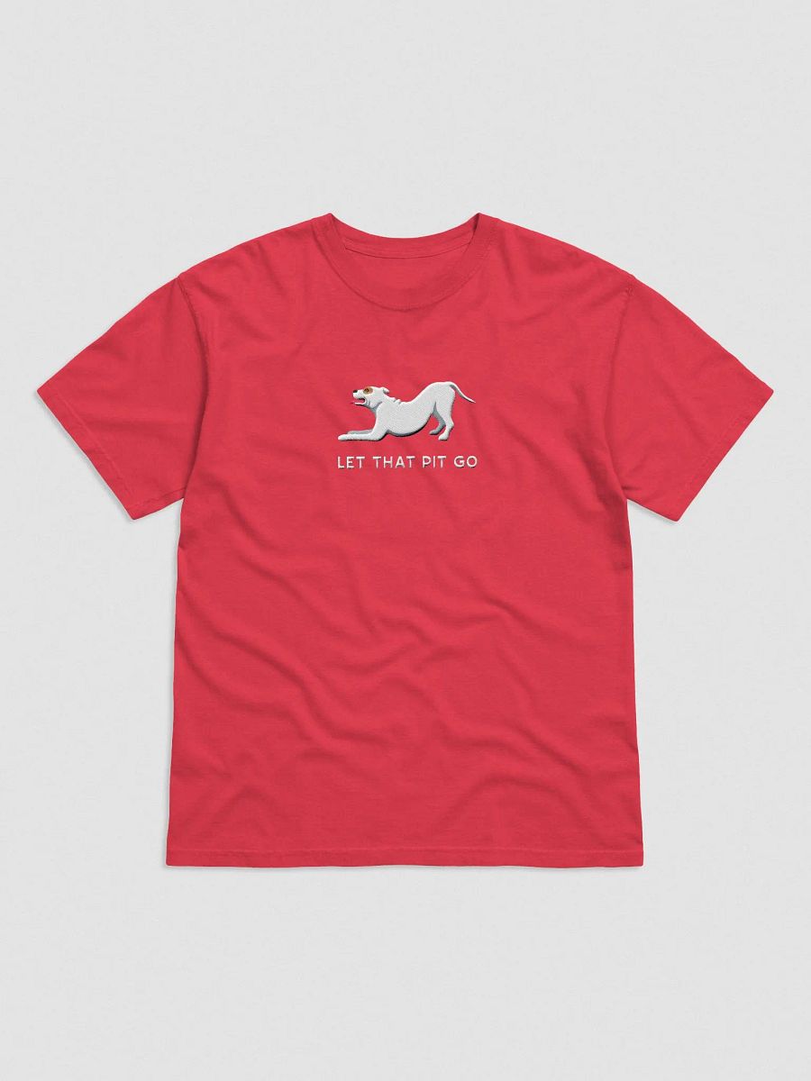 Let That Pit Go T-Shirt(Embroidered) of a Pitbull Terrier(White) product image (4)