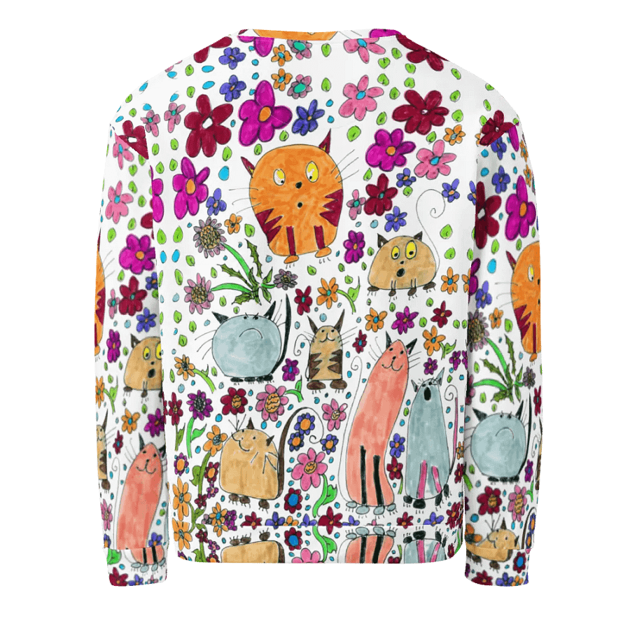 Abstract Floral Doodle Art Cats Unisex Sweatshirt product image (5)