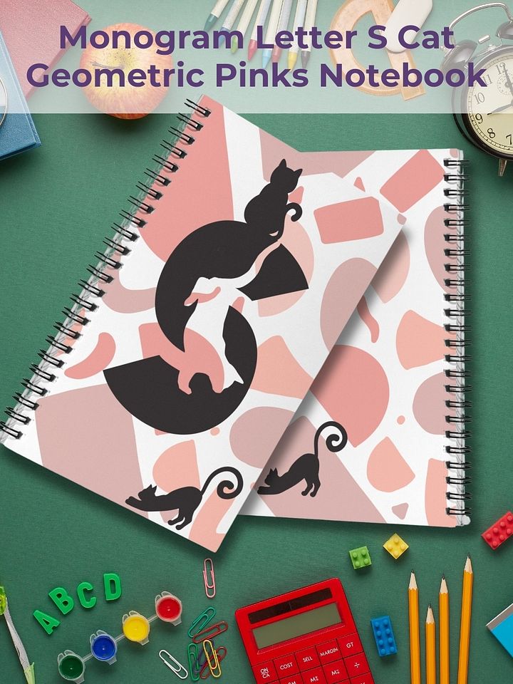 Monogram Letter S Cat Lover Geometric Pinks Notebook product image (1)