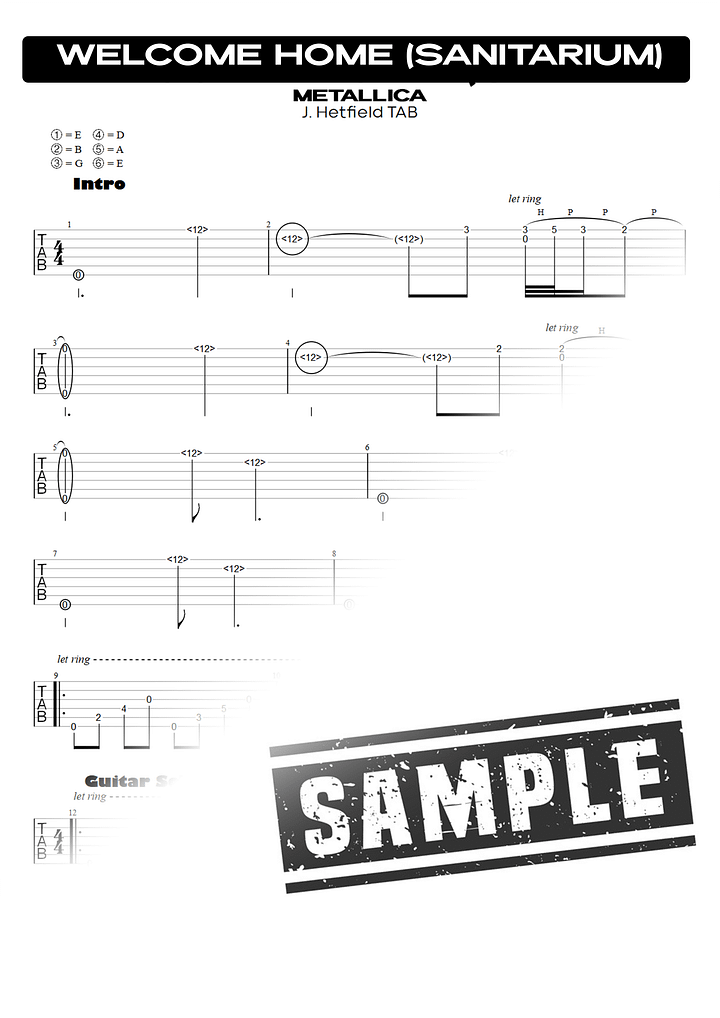Welcome Home (Sanitarium) PDF TAB + Backing Track MP3 product image (2)