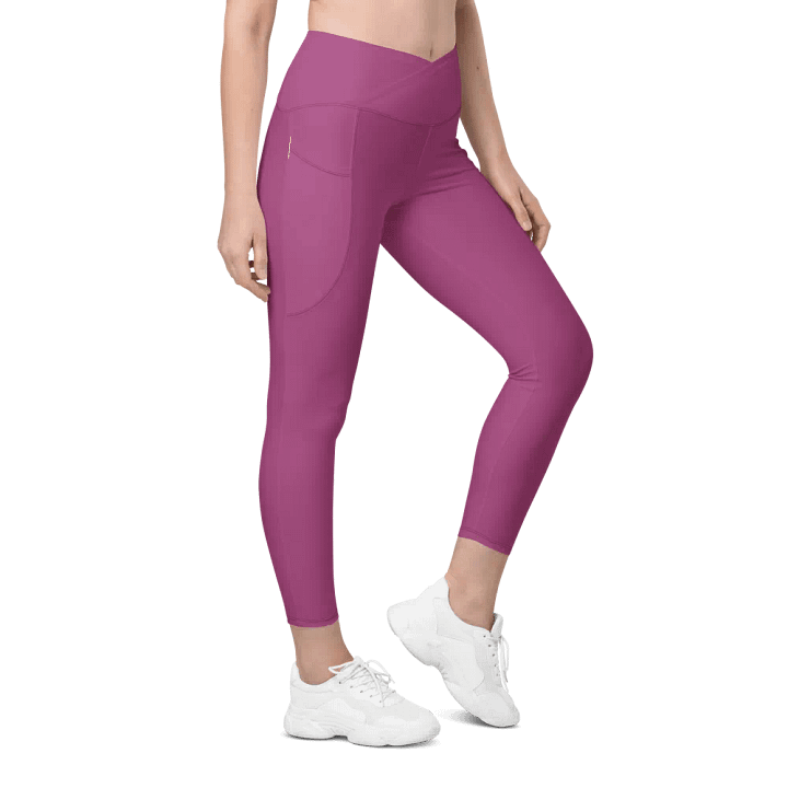 Plain Plum Purple True Summer Women's High Waisted Premium Crossover Leggings with Pockets by Treasure Pie product image (1)