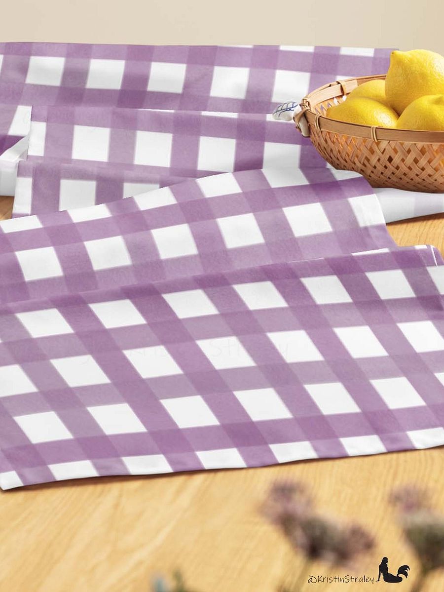 Mauve Gingham Checker on White Table Runner product image (6)