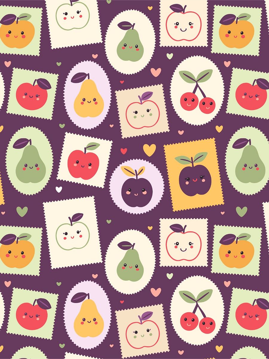 Postage stamps with cute fruits - Non-Exclusive Pattern product image (3)