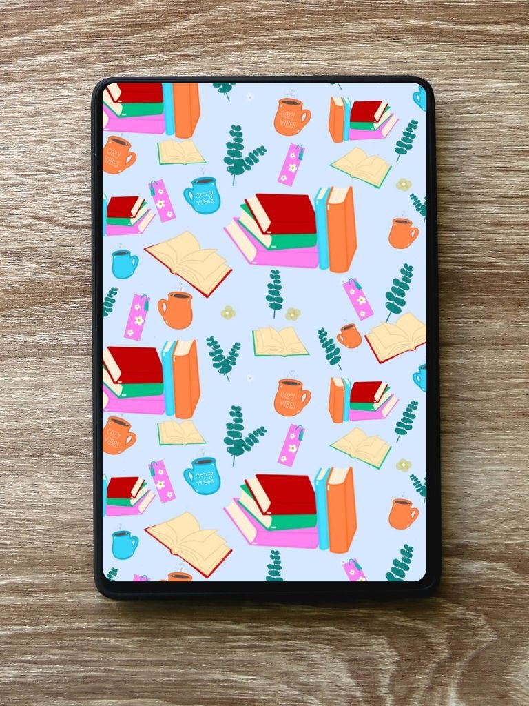 Cozy Book Lovers Pattern Digital Insert for Clear Kindle Cover product image (2)