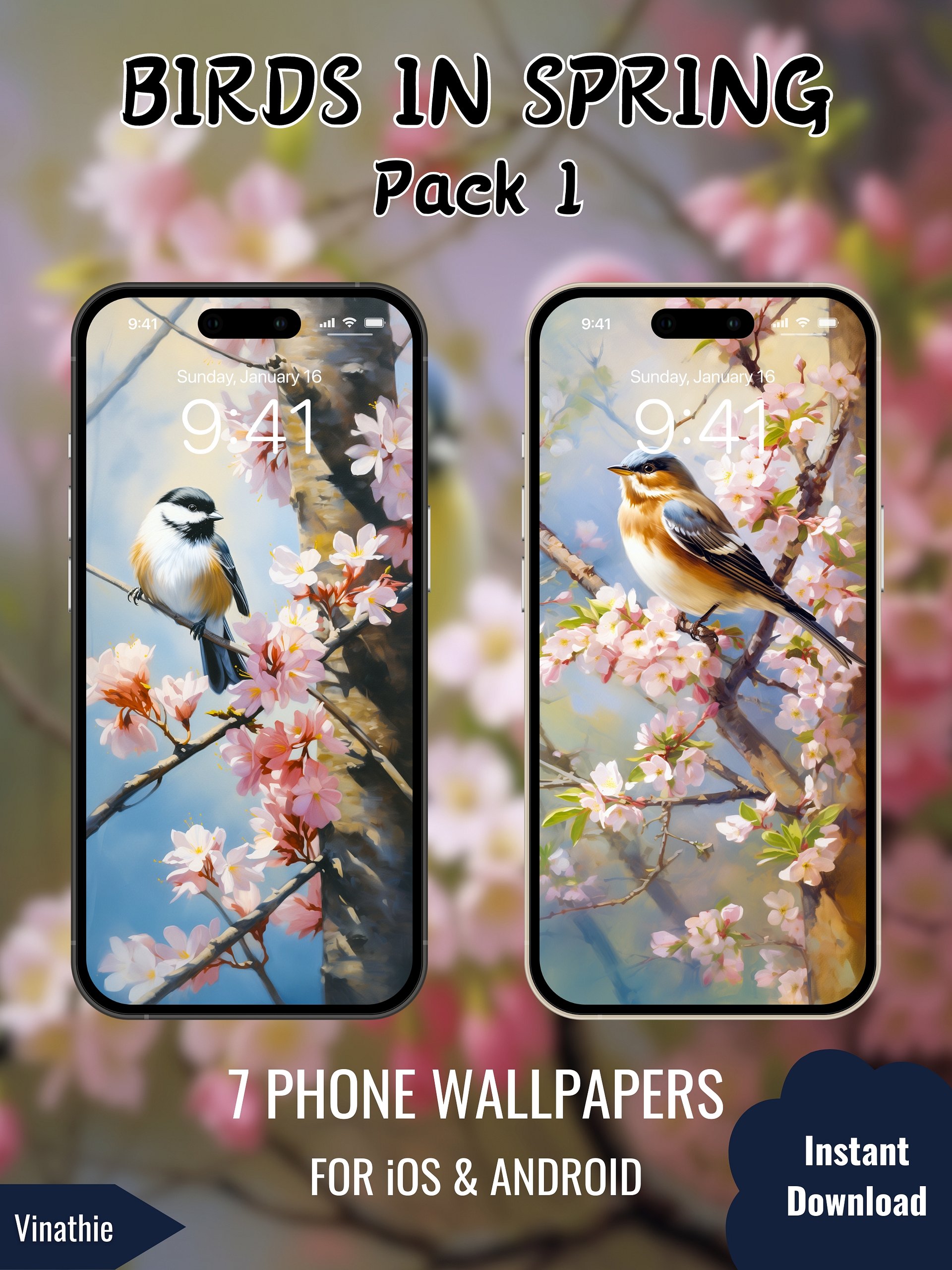 Birds in Spring | Pack 1 | Phone Wallpaper product image (4)