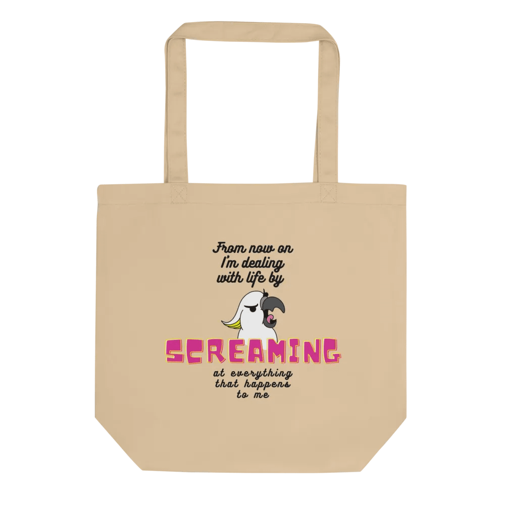 Screaming Cockatoo With Text Totebag / Oyster product image (1)