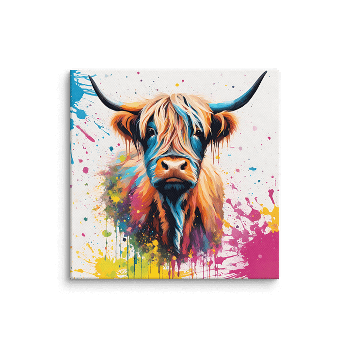 Multi Coloured Paint Splash Highland Cow Wall Art product image (2)