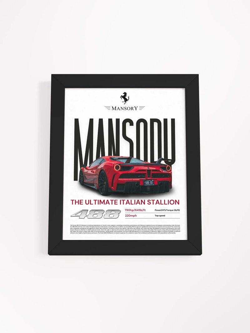 FERRARI 488 MANSORY FRAMED POSTER