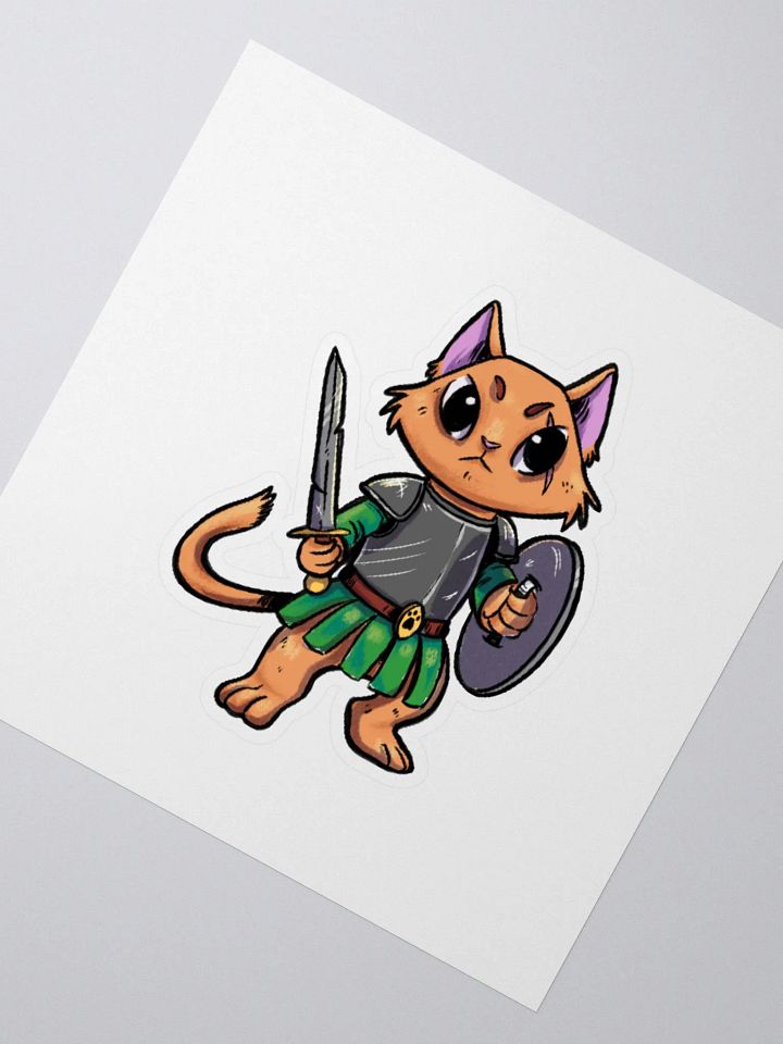 Cat Warrior Bartholomew Sticker - Fantasy Feline Illustration Decal product image (2)