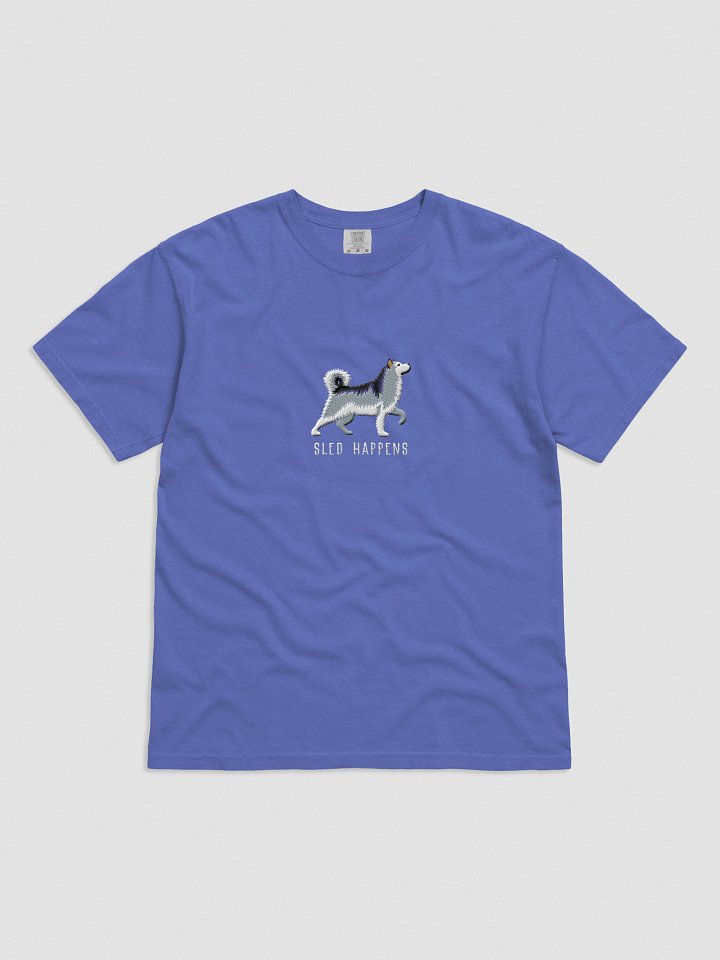 Sled Happens T-Shirt(Embroidered) of an Alaskan Malamute(Gray & White) product image (31)