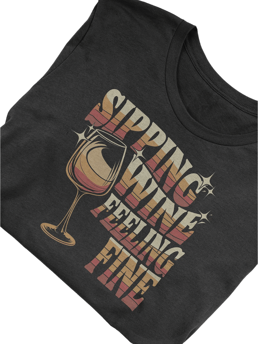 Retro "Sipping Wine, Feeling Fine" T-Shirt – Funny Wine Quotes Shirt for Wine Lovers product image (1)