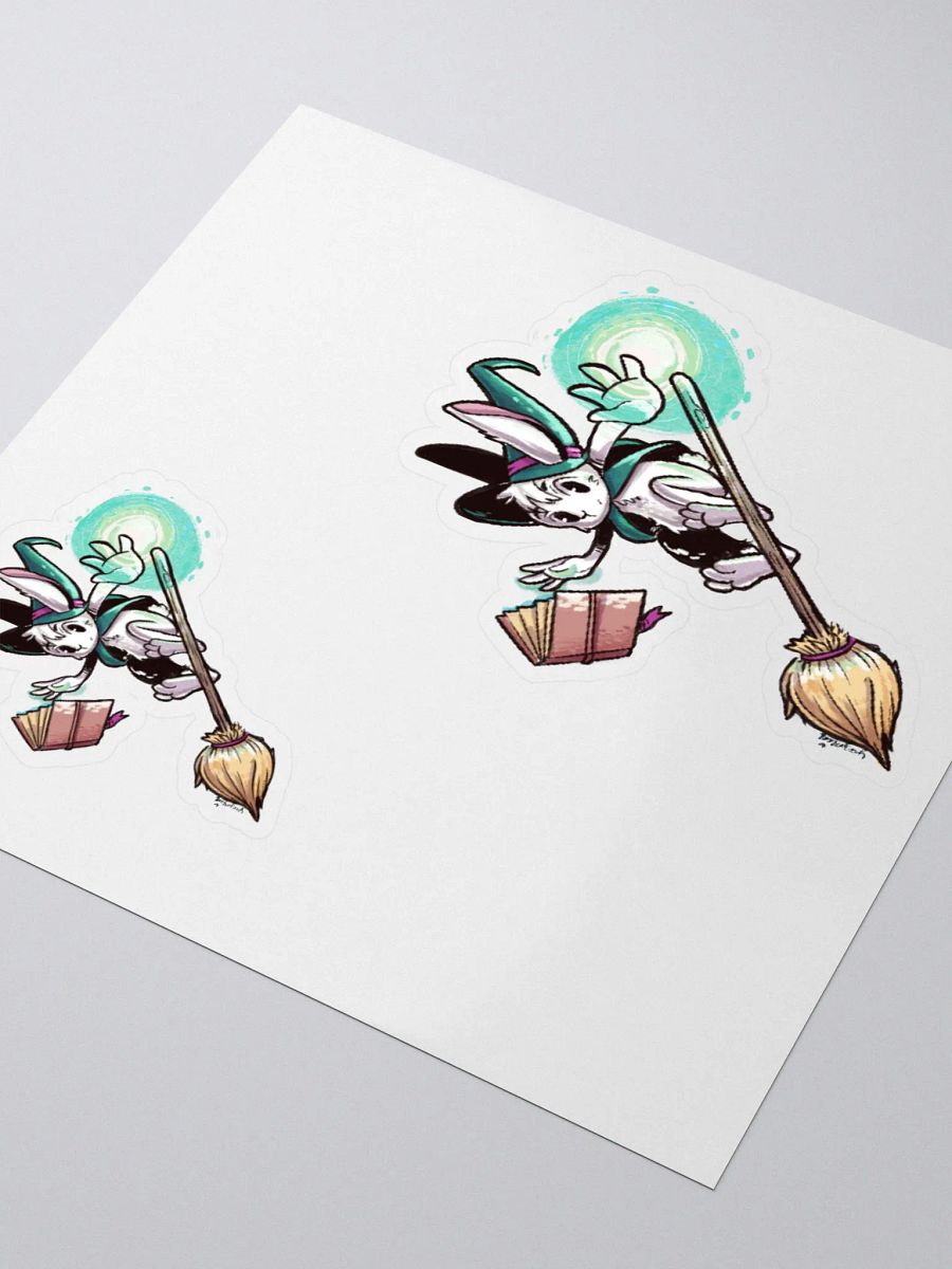 Bunny Wizard Riding Broom Sticker - Whimsical Rabbit Decal product image (3)
