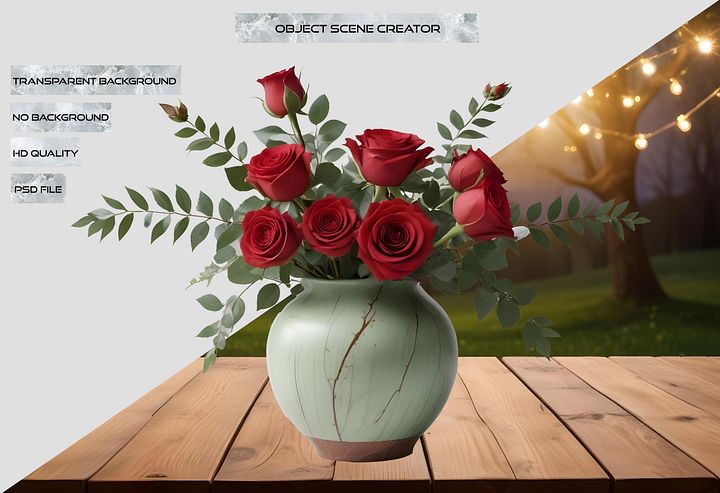 Timeless Green Vase with Roses - PNG product image (2)