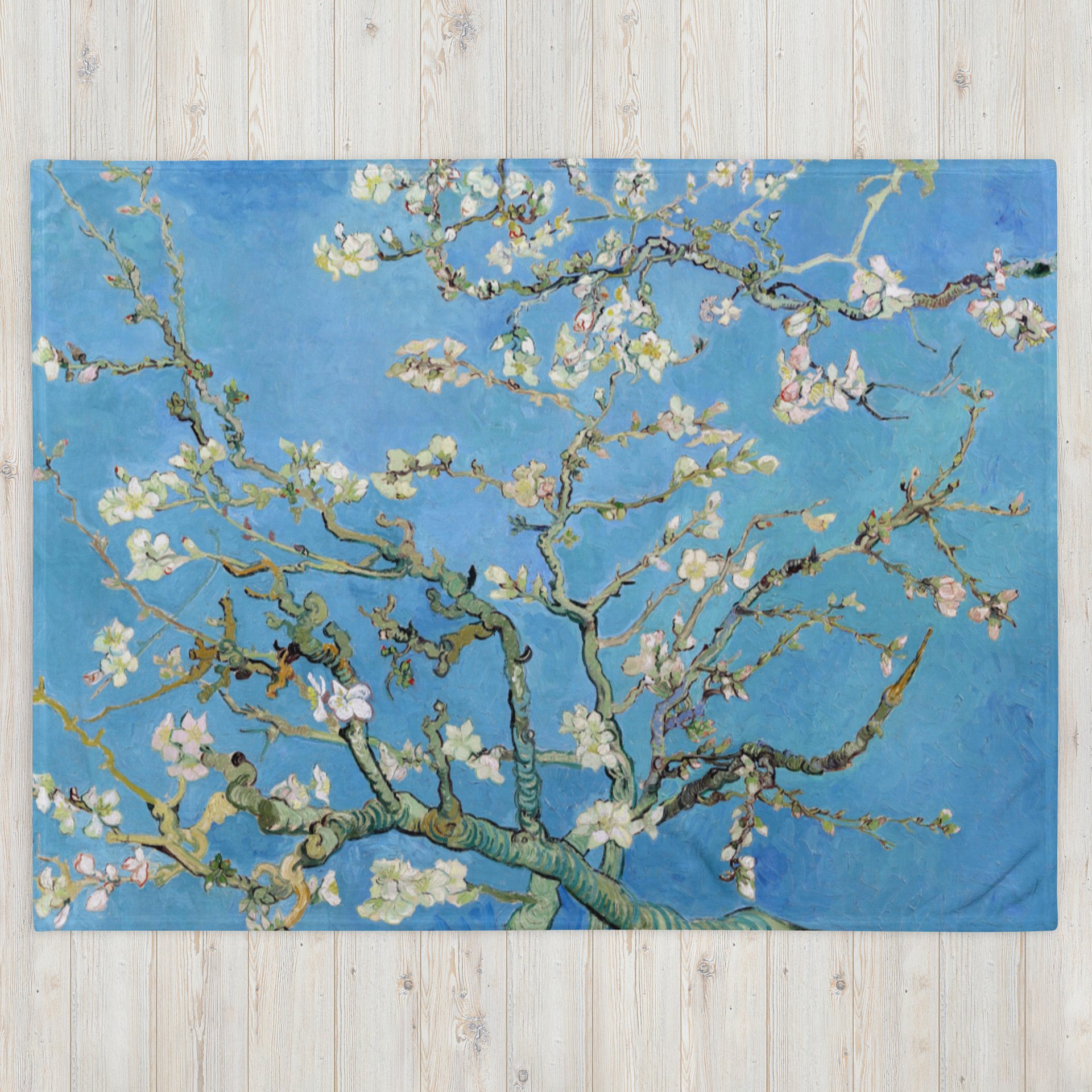 Almond Blossoms Van Gogh All-Over Print Throw Blanket product image (3)