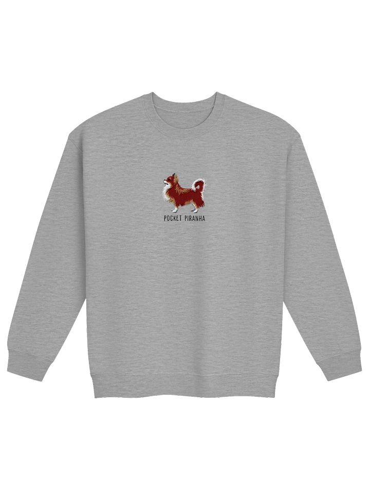 Pocket Piranha Sweatshirt (Embroidered) of a Longhaired Chihuahua(Chocolate) product image (17)