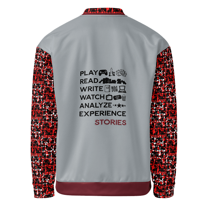 Experience Stories Unisex Bomber Jacket (Red, Gray, and Black) product image (2)