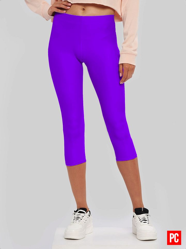 Plain Color Violet Capri Leggings product image (1)