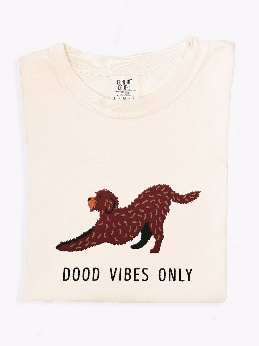 Dood Vibes Only T-Shirt(Embroidered) of a Labradoodle(Chocolate) product image (1)