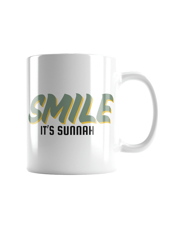 White "Smile It's Sunnah" Mug in Muted Olive product image (2)