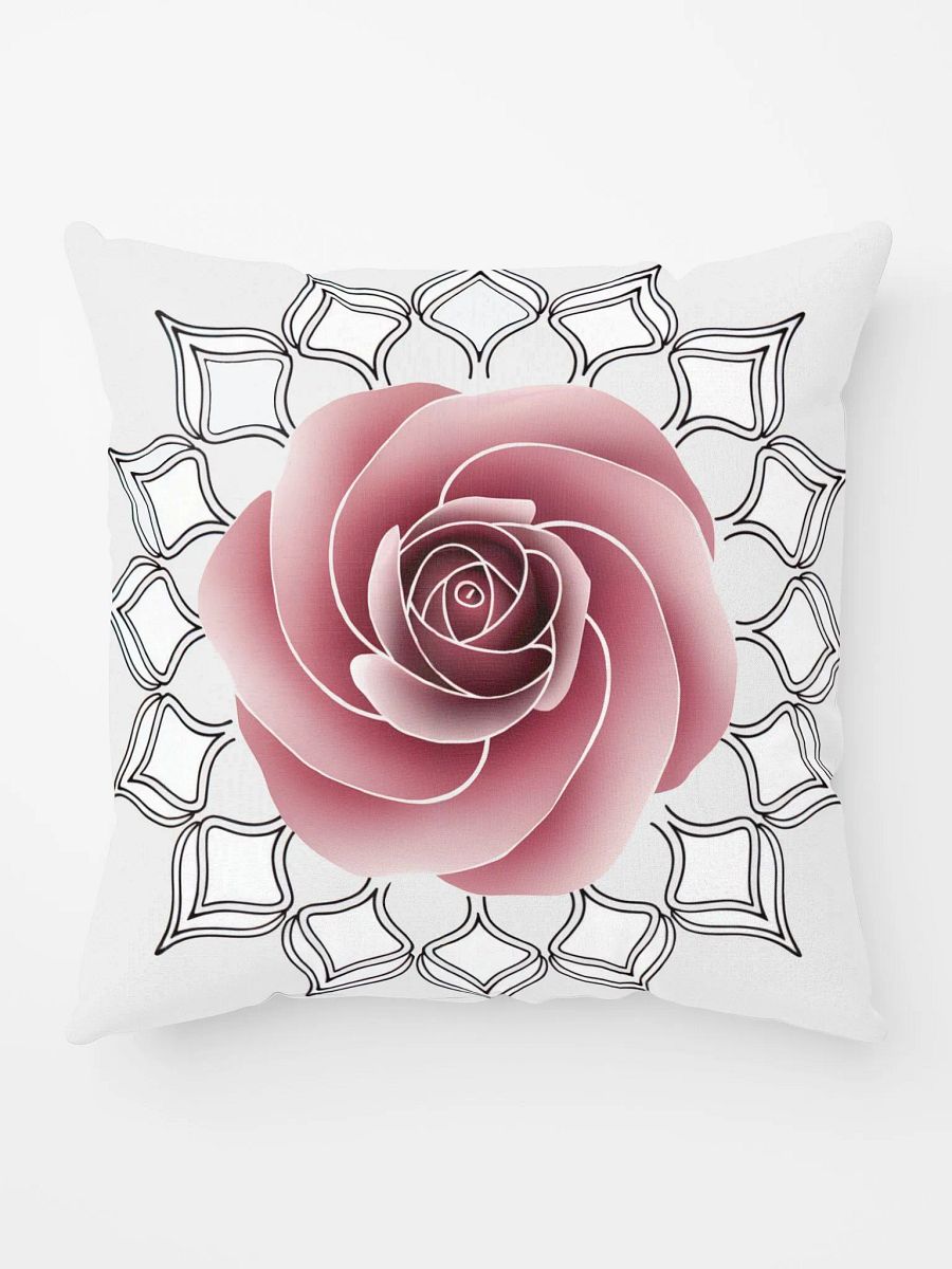 Rose Flower Mandala Throw Pillow - Decorative Floral Mandala Accent Cushion for Living Room & Bedroom product image (1)