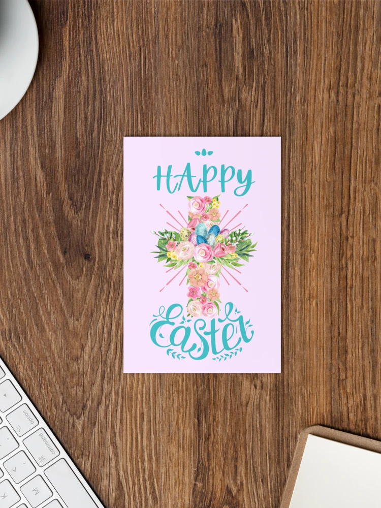 Happy Easter Floral Cross Greeting Card product image (12)