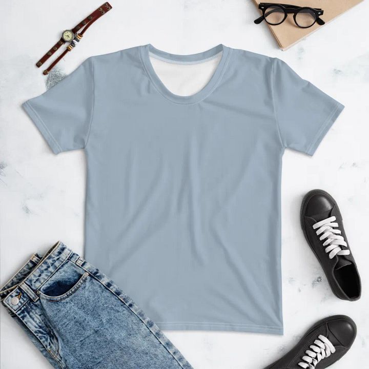 Plain Light Grayish Blue True Summer Women's Crewneck Polyester Heavyweight Premium T-Shirt by Treasure Pie product image (1)
