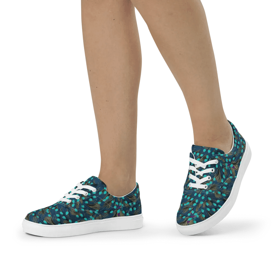 Peacock Splendor Lace-Up Canvas Shoes product image (4)