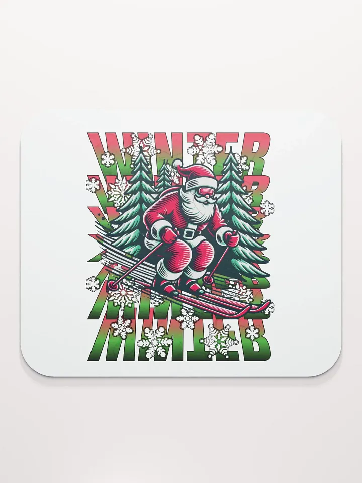 Winter Santa Skiing Wonderland Mouse Pad product image (2)