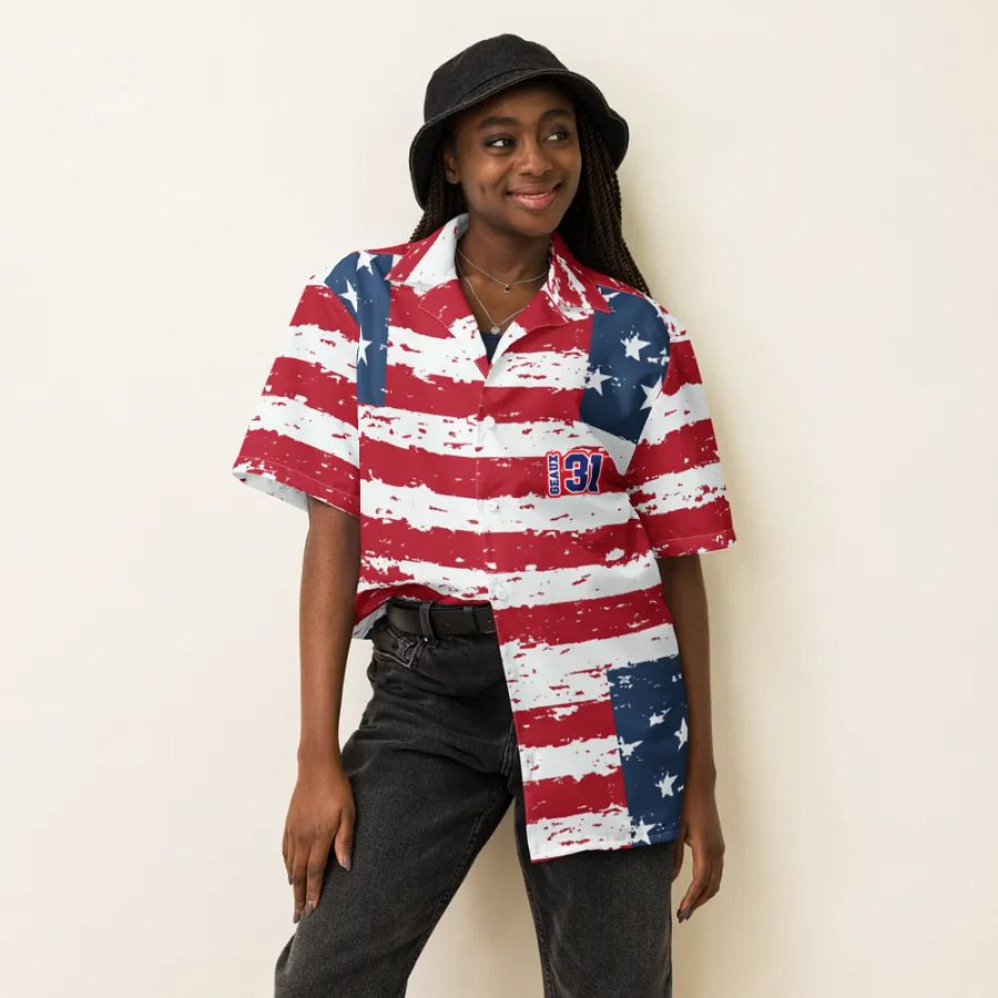 Geaux 31 - Vintage Flag Pattern Hawaiian Style Shirt product image (6)