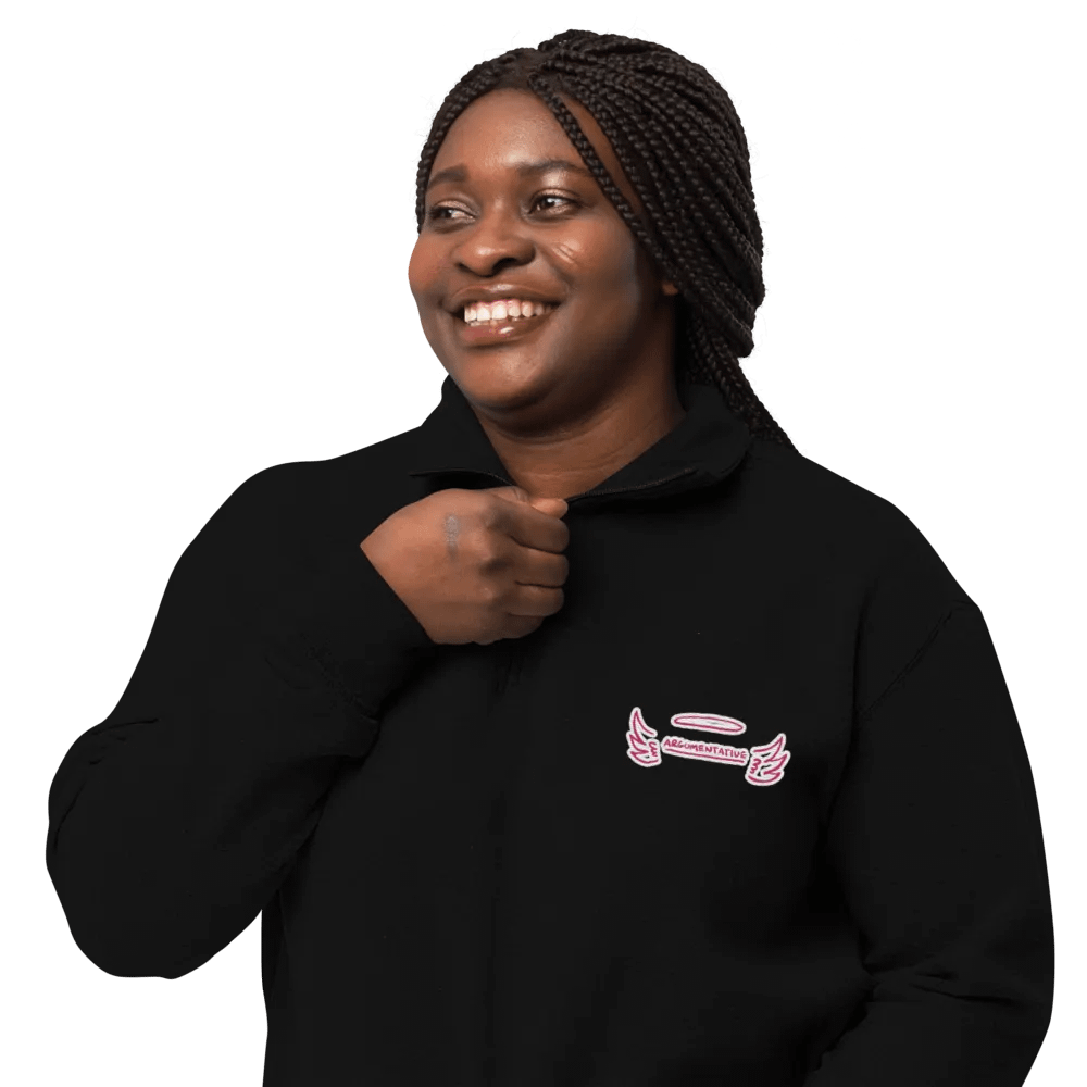 ANGELIC (pink bubble design) embroidered quarter zip product image (3)