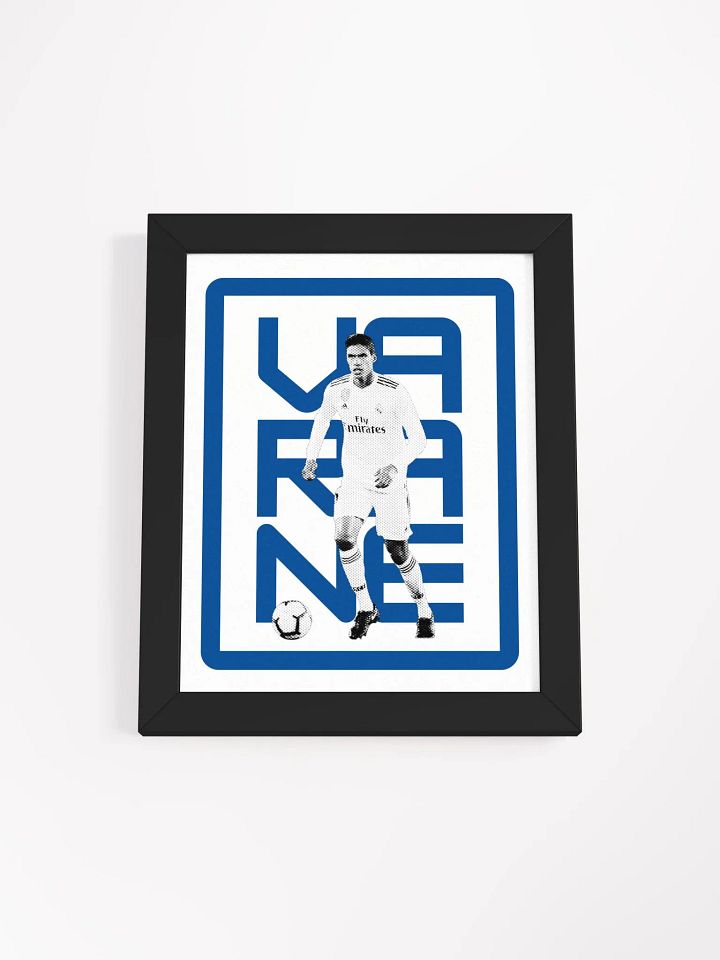Raphaël Varane BW Real Madrid Name Art Framed Print product image (1)