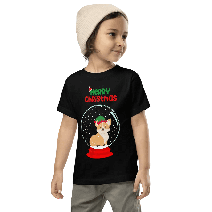 Merry Christmas Corgi Snow Globe Toddler T-Shirt product image (7)