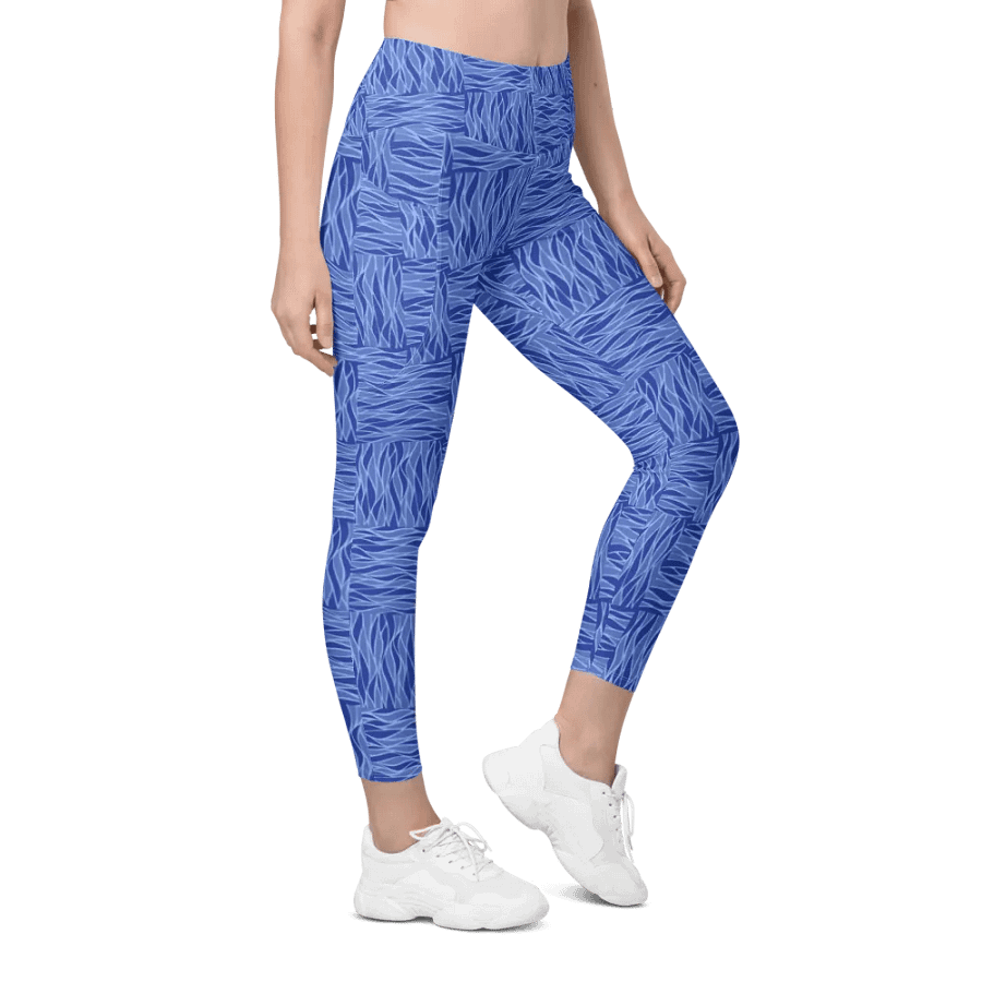 Powder Blue All-Over Print Leggings with Pockets product image (6)
