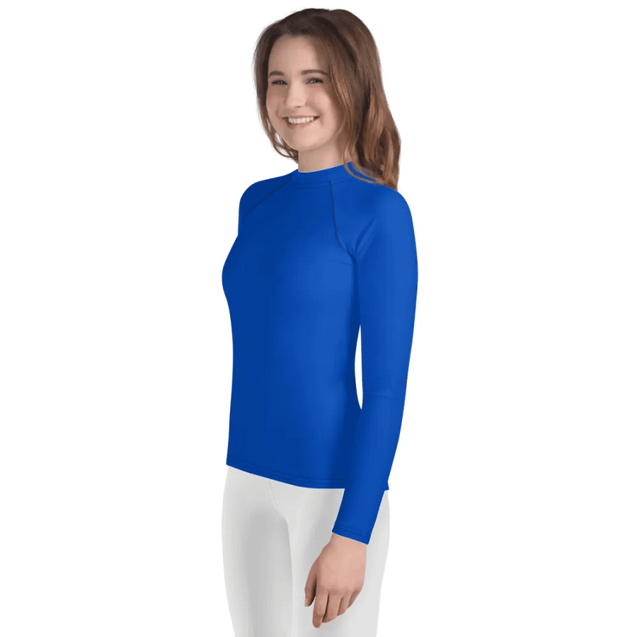 Youth Plain Color Absolute Blue Rash Guard product image (3)