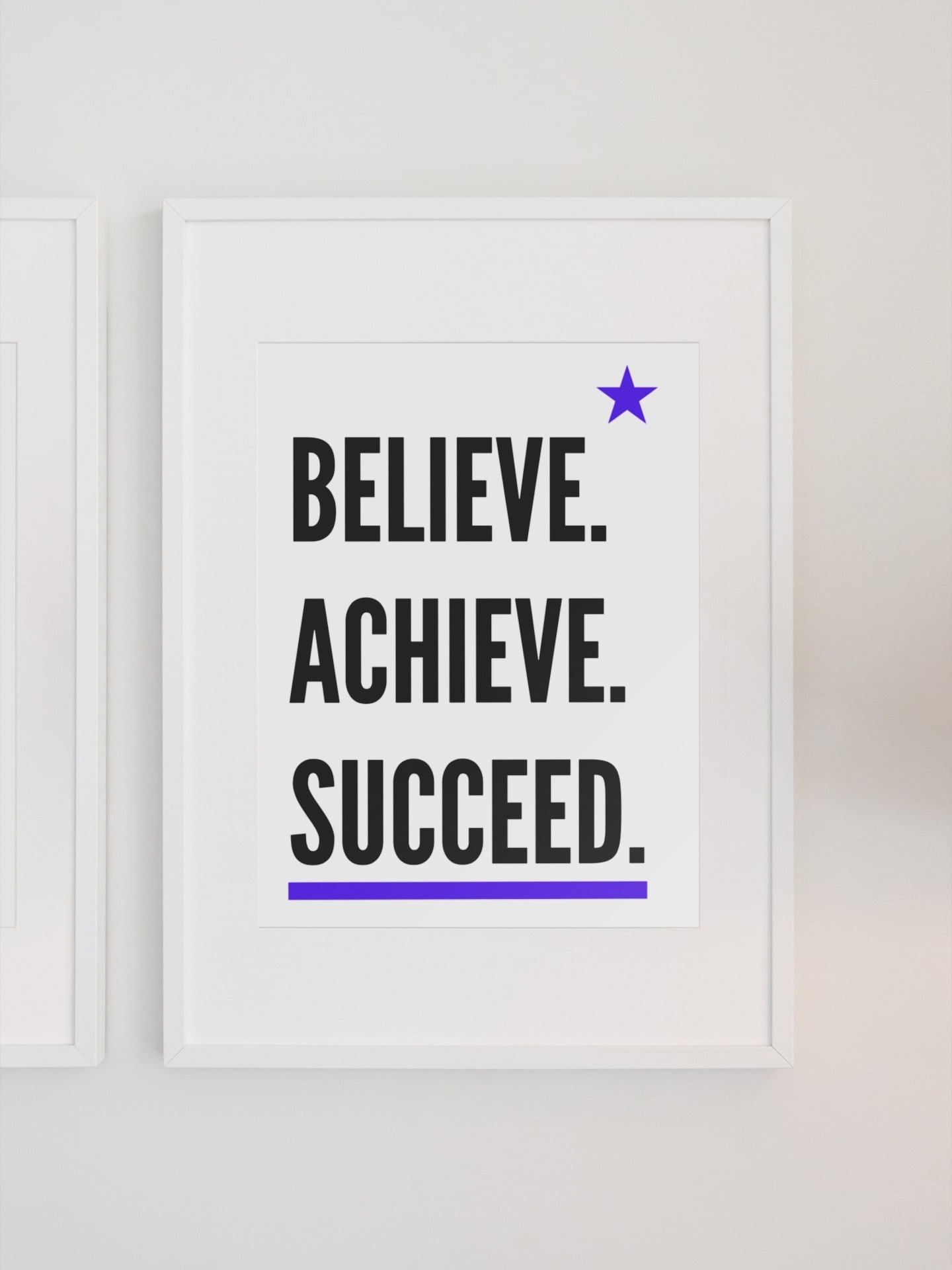 Believe Achieve Succeed Poster, Inspirational Quote Wall Art, Bold Typography, Star Accent, Motivational Office Decor, Success Affirmation product image (1)