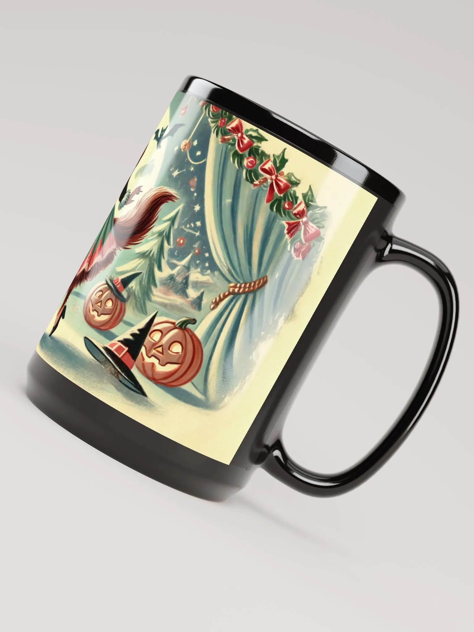 Halloween Werewolf Party Coffee Cup - 15 oz Black Glossy Mug product image (5)