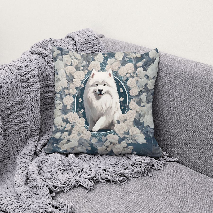 Floral Samoyed Pillow product image (2)