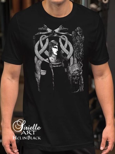Hel in Black Regular Fit Supersoft Bella Canvas T-Shirt Norse Mythology product image (1)