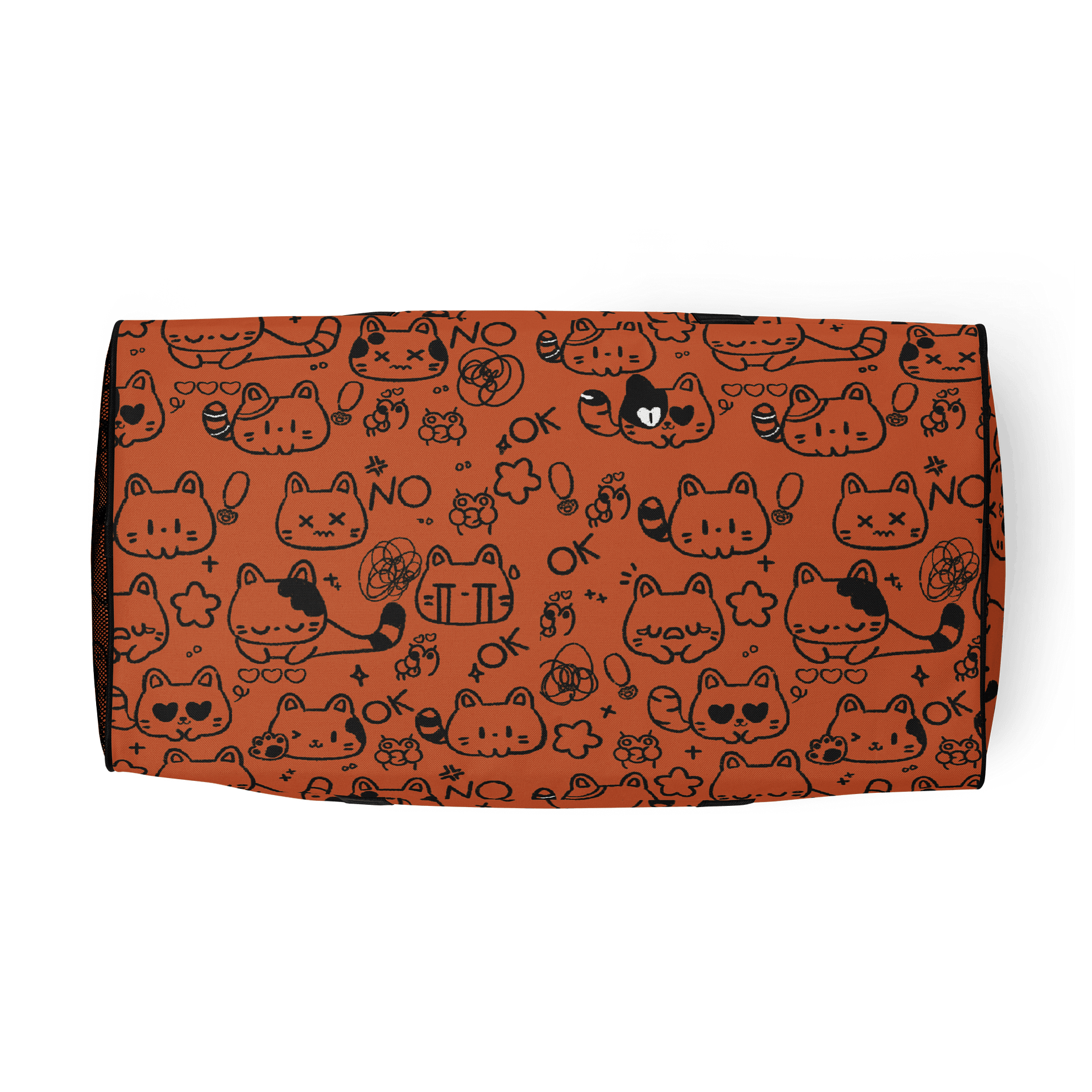 Cute Cat Doodles - Orange Duffle Bag product image (6)