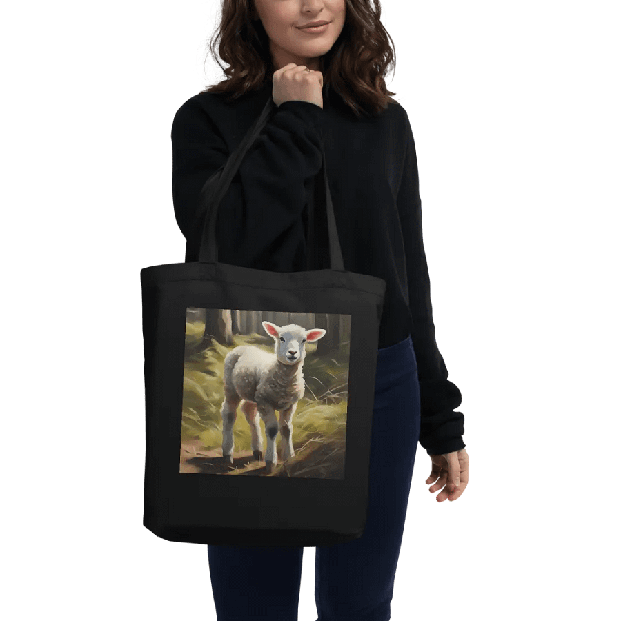 Lamb in Woods, Organic Cotton Twill Tote Bag product image (2)