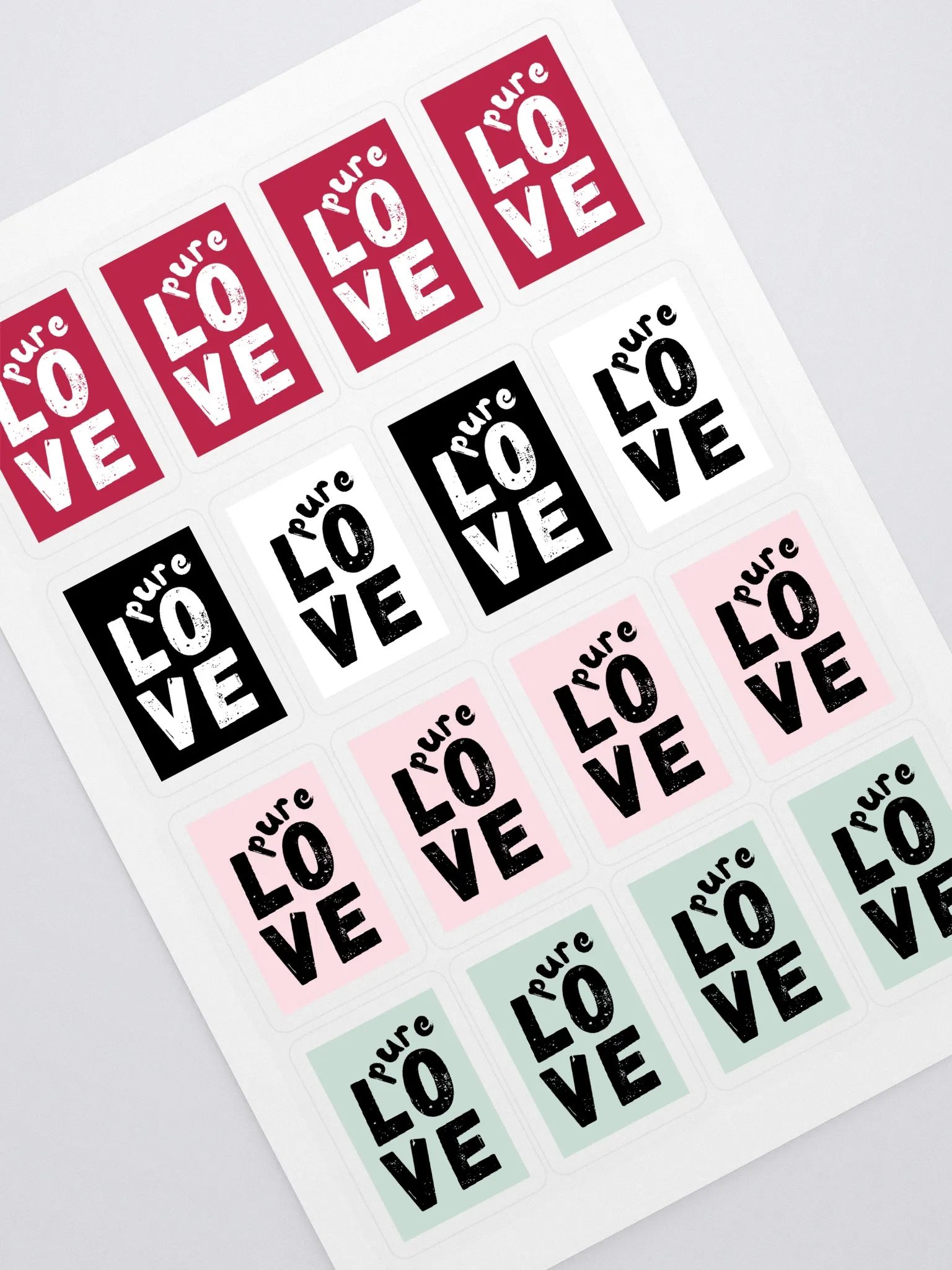 Pure Love with colored Background Sticker Sheet product image (2)