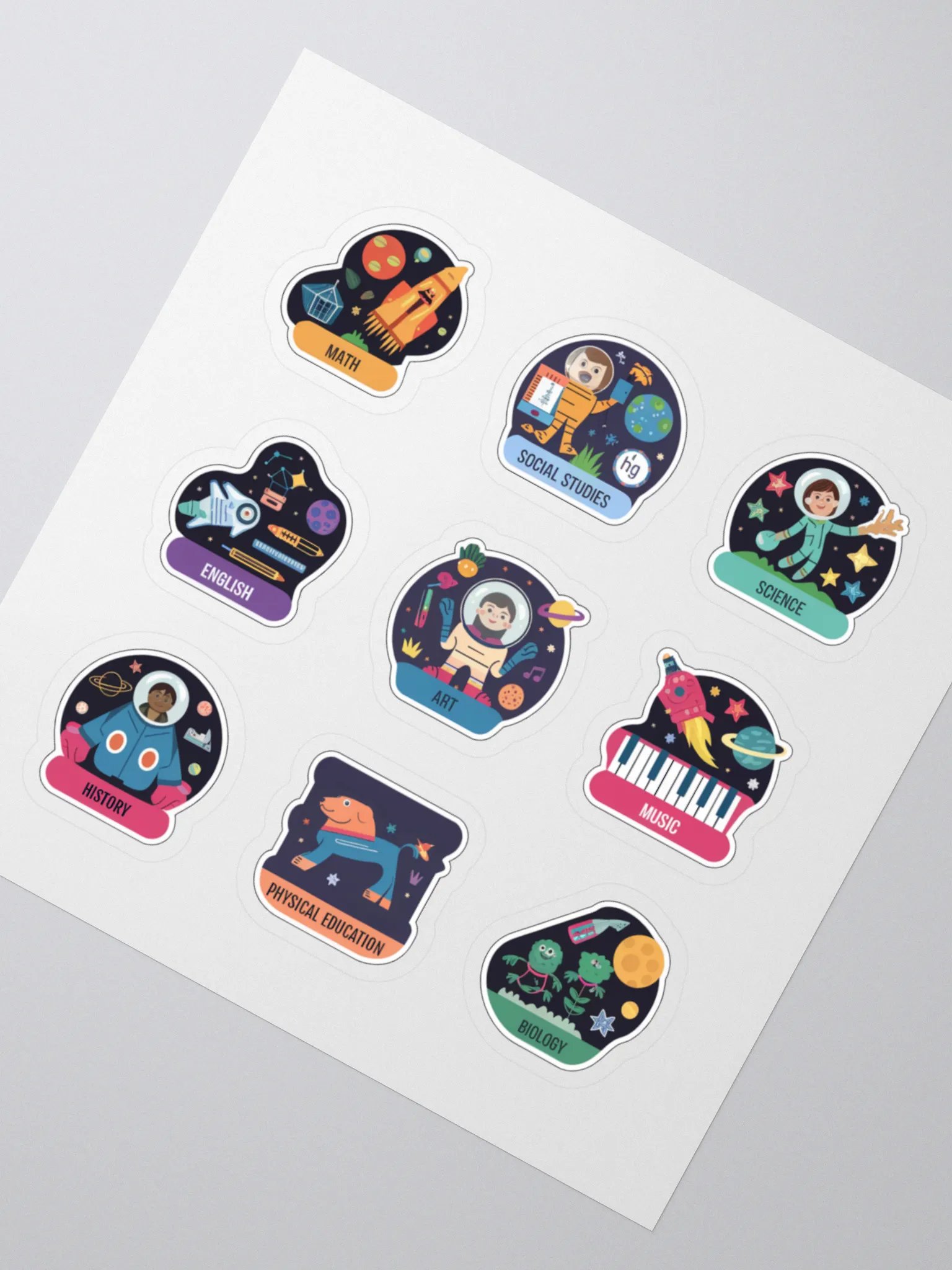 Back To School Space Adventure themed Subject Sticker Pack product image (2)