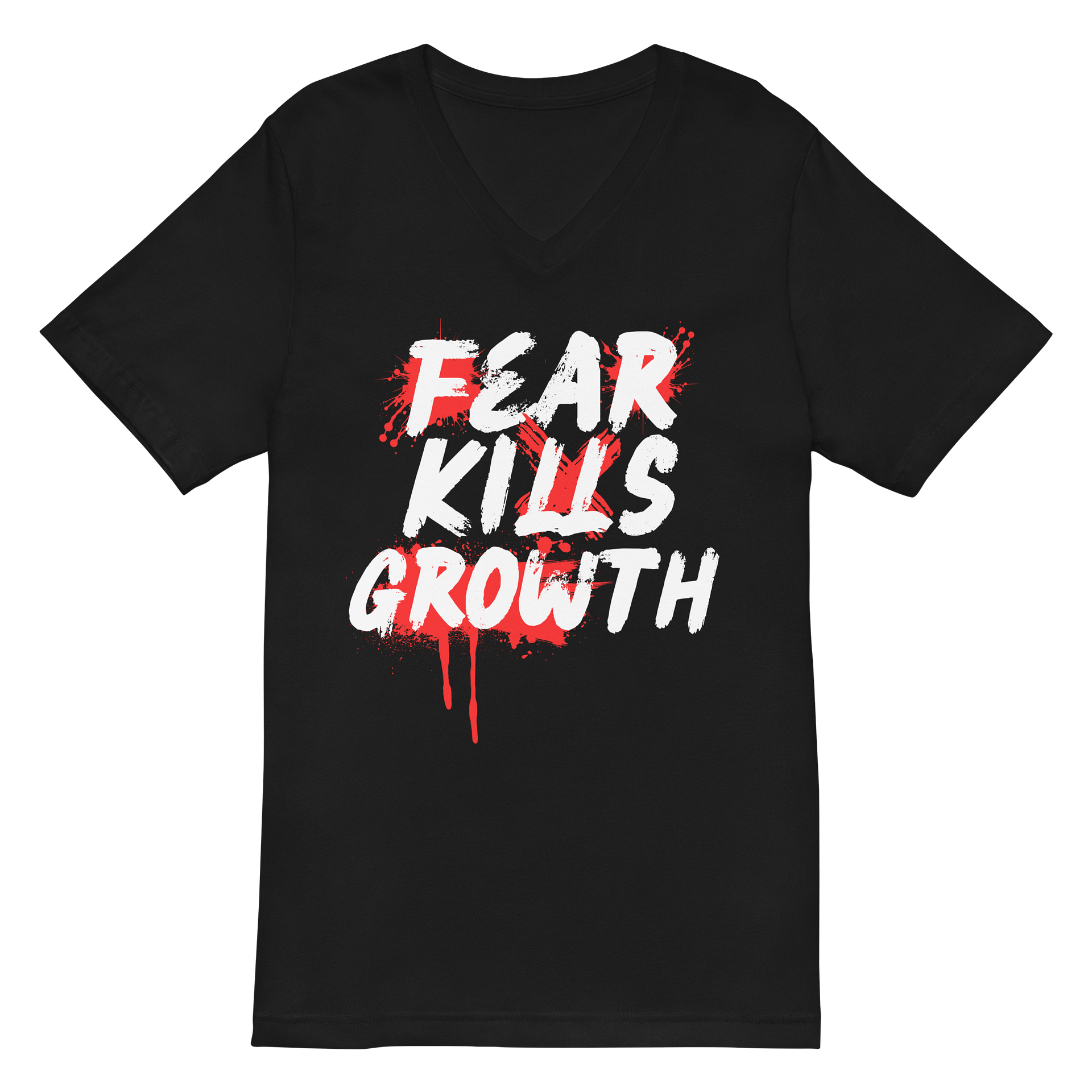 Fear Kills Growth V-Neck T-Shirt – Unisex Bella + Canvas Jersey Fit product image (2)