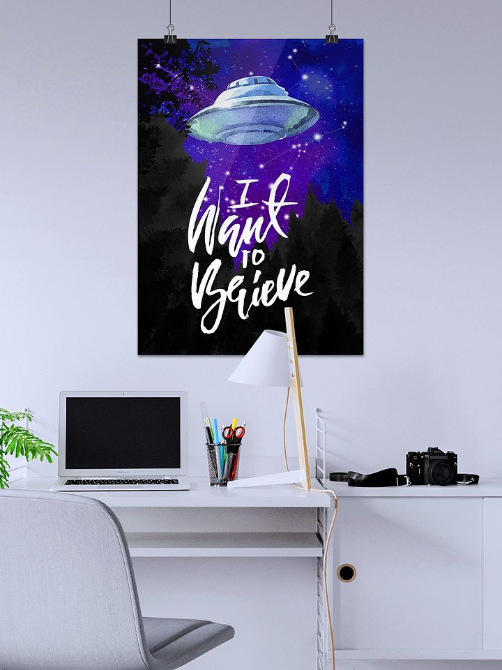I want to believe / X-Files poster. Watercolor version — sci-fi poster, movie poster, space art print product image (2)