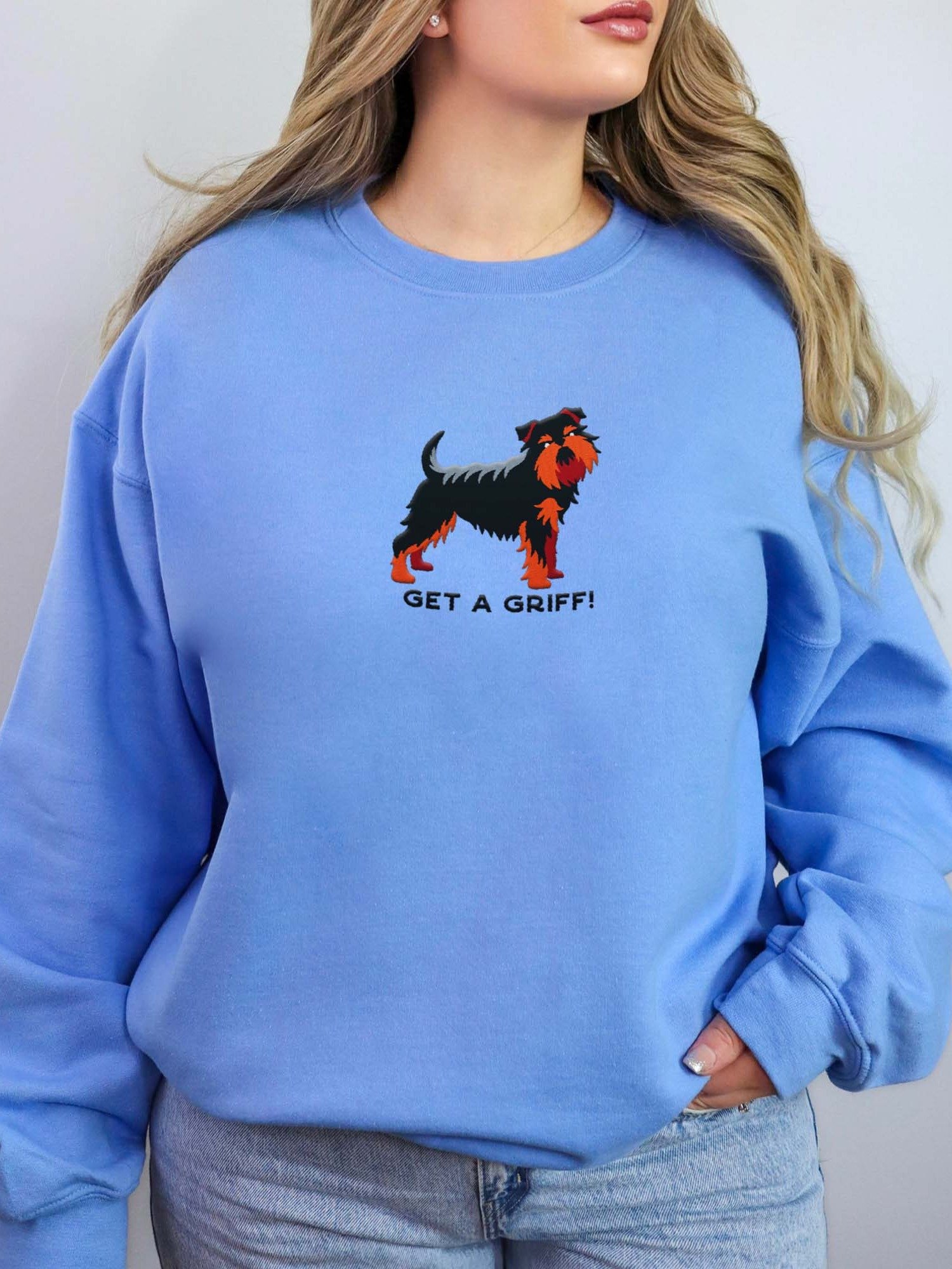 Get a Griff Sweatshirt (Embroidered) of a Brussels Griffon(Black & Tan) product image (2)