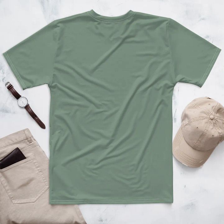 Plain Medium Sage Green Soft Summer Men's Crewneck Polyester Heavyweight Premium T-Shirt by Treasure Pie product image (2)