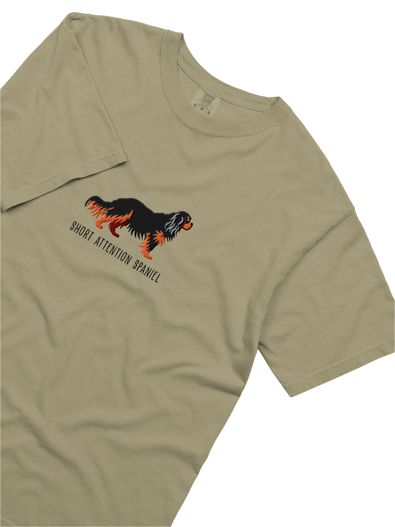 Short Attention Spaniel T-Shirt(Embroidered) of a Cavalier King Charles Spaniel(Black & Tan) product image (27)