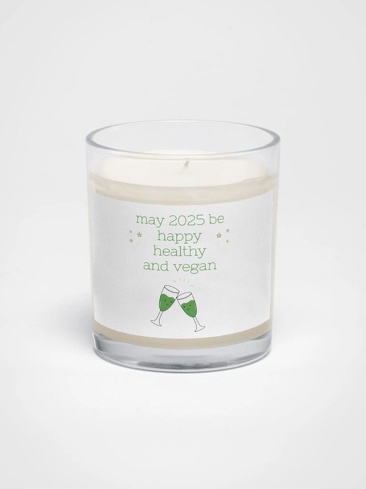 “Happy, Healthy, and Vegan 2025” Soy Wax Glass Jar Candle product image (1)
