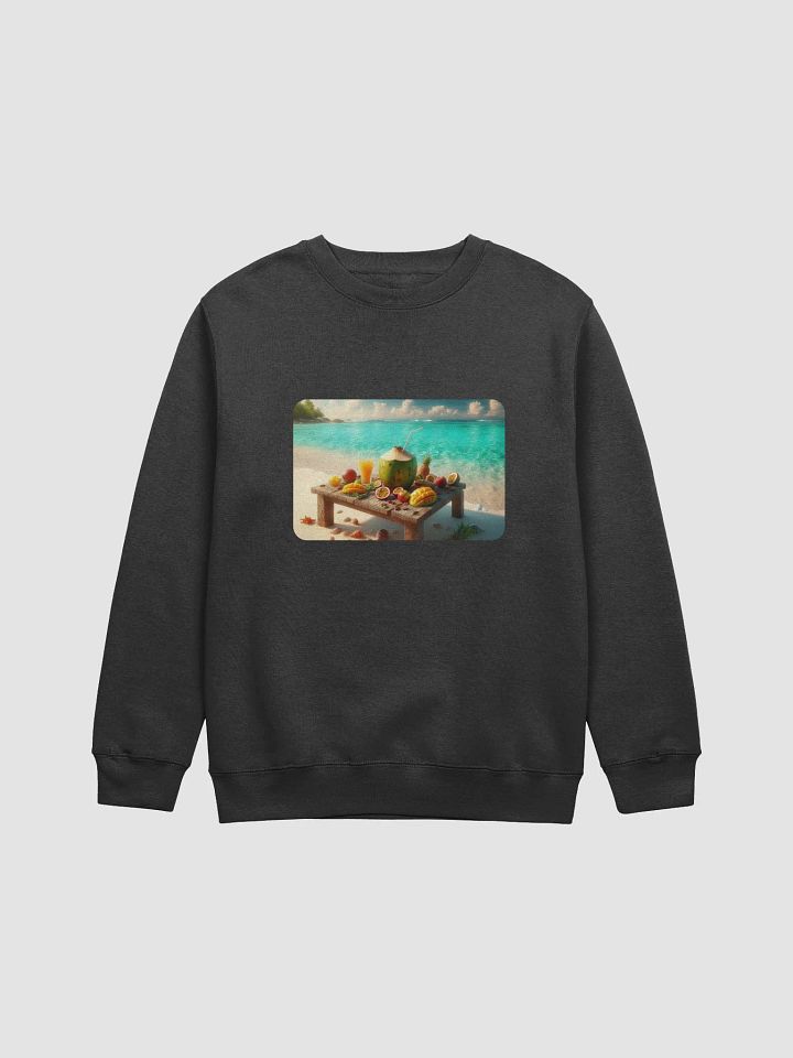 Tropical Paradise Crewneck Sweatshirt | AI Design young green coconut on the beach product image (1)
