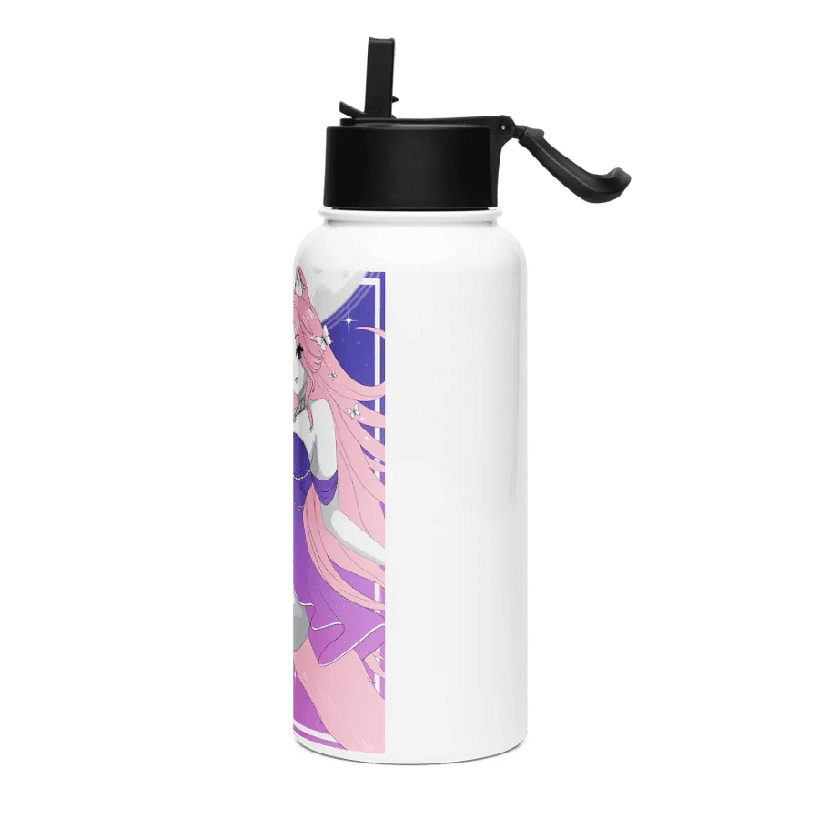 Moonlit Cat Stainless Steel Water Bottle (B & W) product image (3)